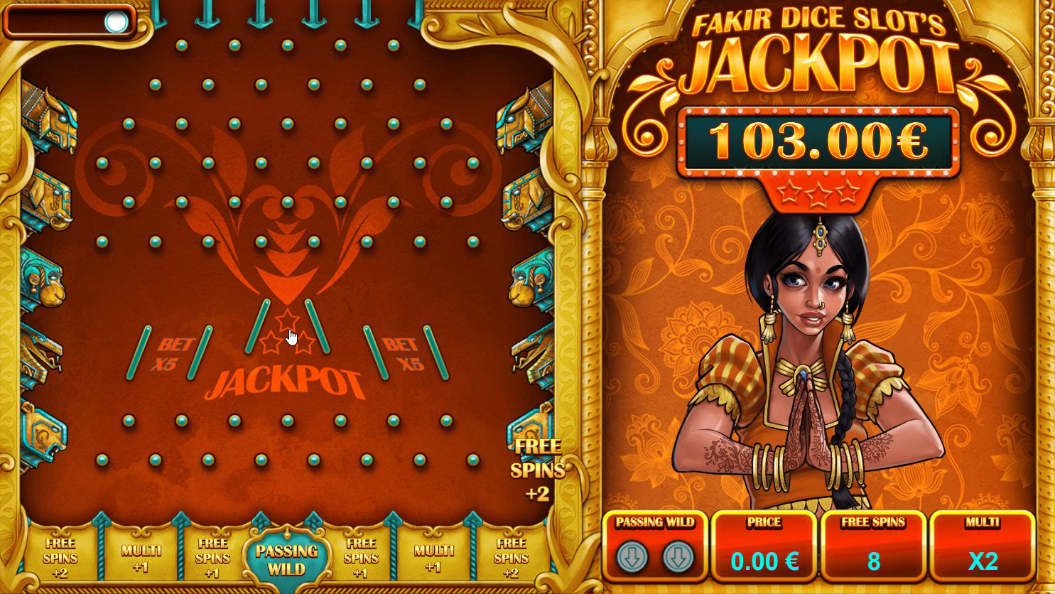 Free Spins on the betFIRST Casino dice slot game called Fakir