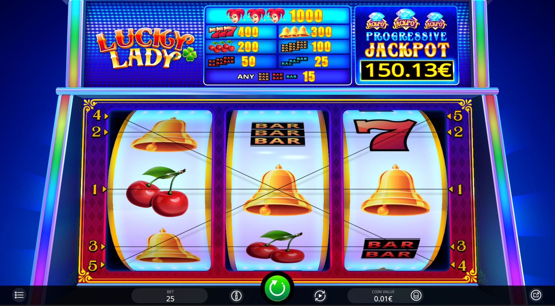 Lucky Lady Dice - Interface on betFIRST Casino
