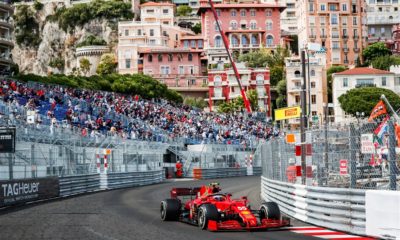 Ferrari van Carlos Sainz in de GP van Monaco