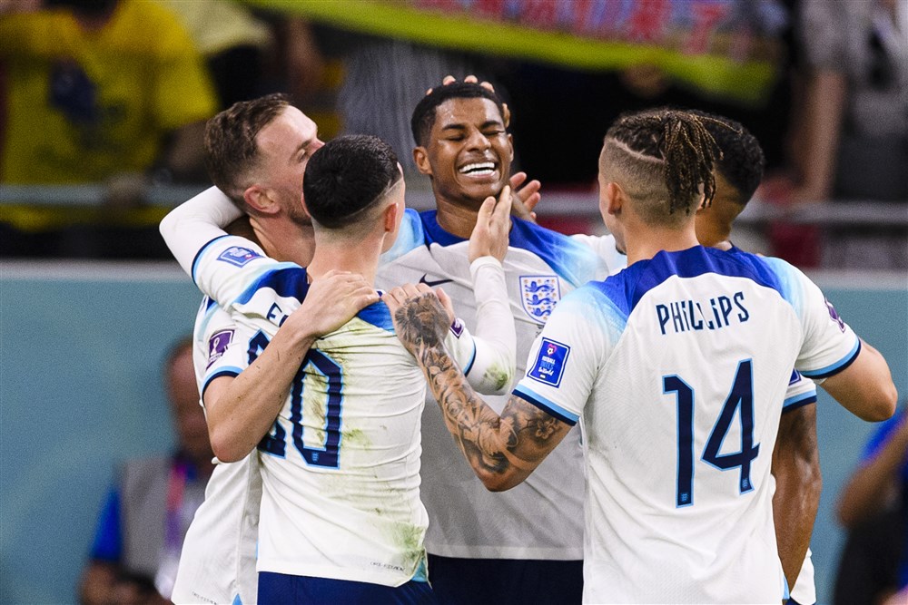 Spelers Engeland vieren op het WK_Phillips